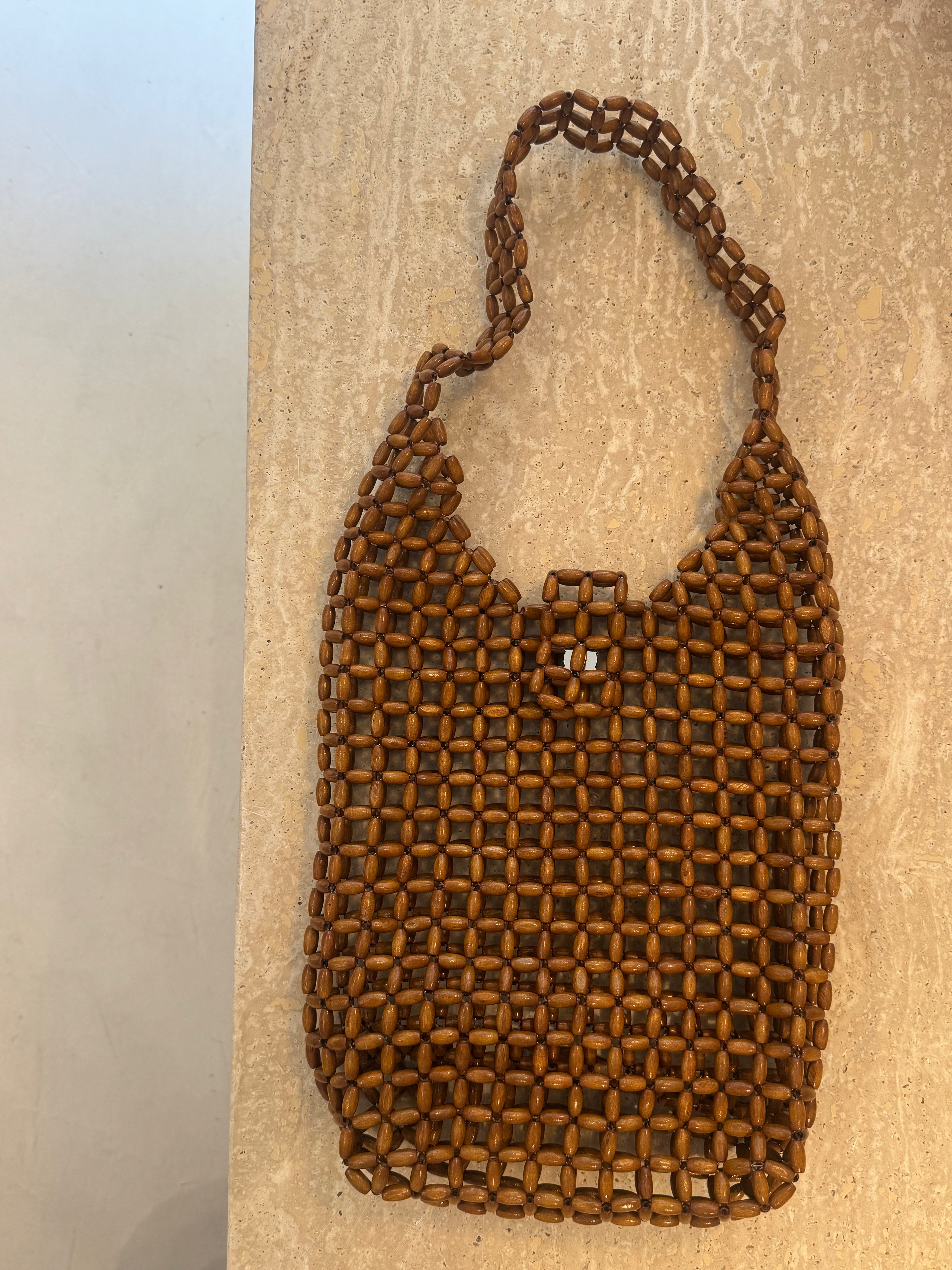 Wooden Beaded Tote Bag